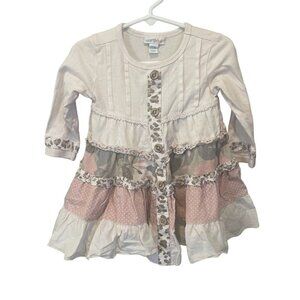 Naartjie Kids Girls Dress 12-18 Months pink long sleeve boho multicolor